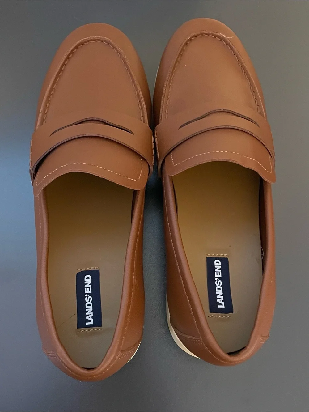 Lands End Boys Brown Loafers Size 7